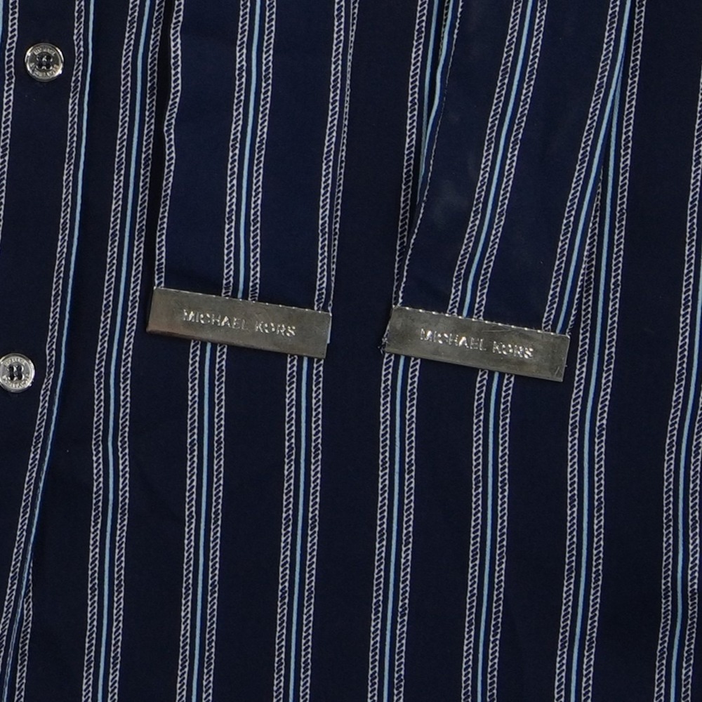 NWT Michael Michael Kors Shirt‎ Dress Women's Size 6 Navy Blue Belted Striped - Picture 4 of 9
